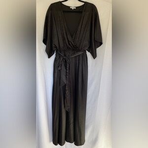 Black satin cheetah print maxi dress- XXL